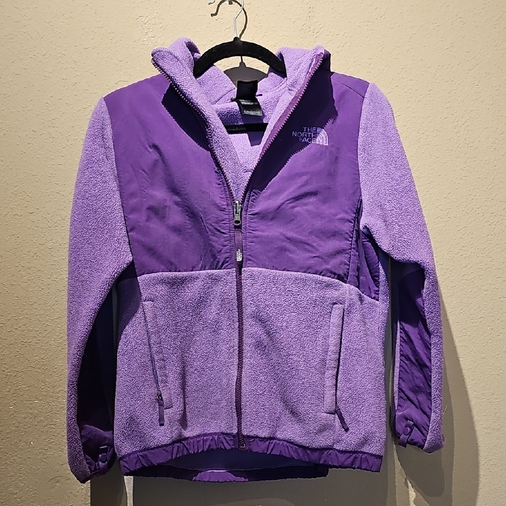 The North Face Kids Purple Fleece Hoodie Zip Up Sweatshirt/Jacket Size L 14/16